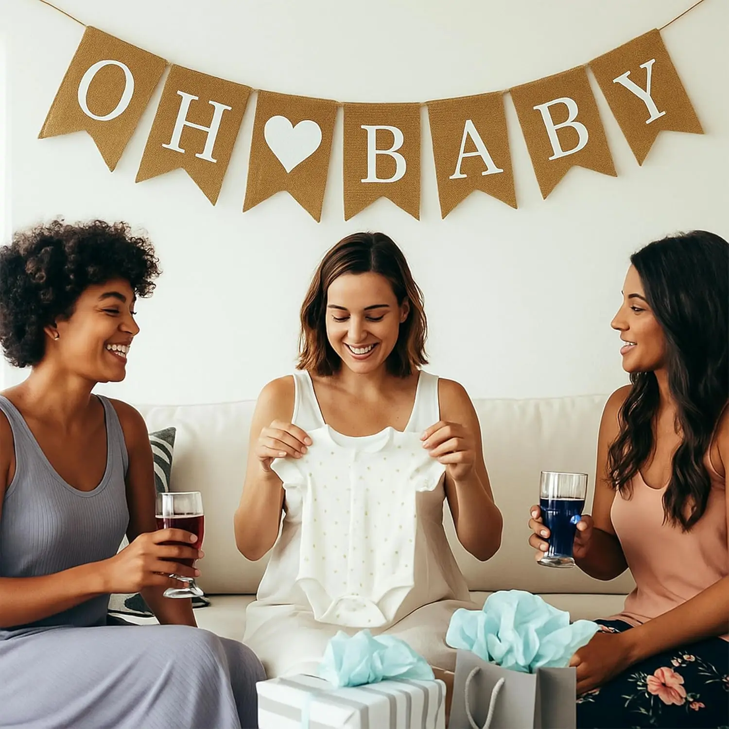 Oh Baby-Sackleinen-Banner für Babyparty-Dekorationen und Geschlecht offenbaren Party – Detail 2