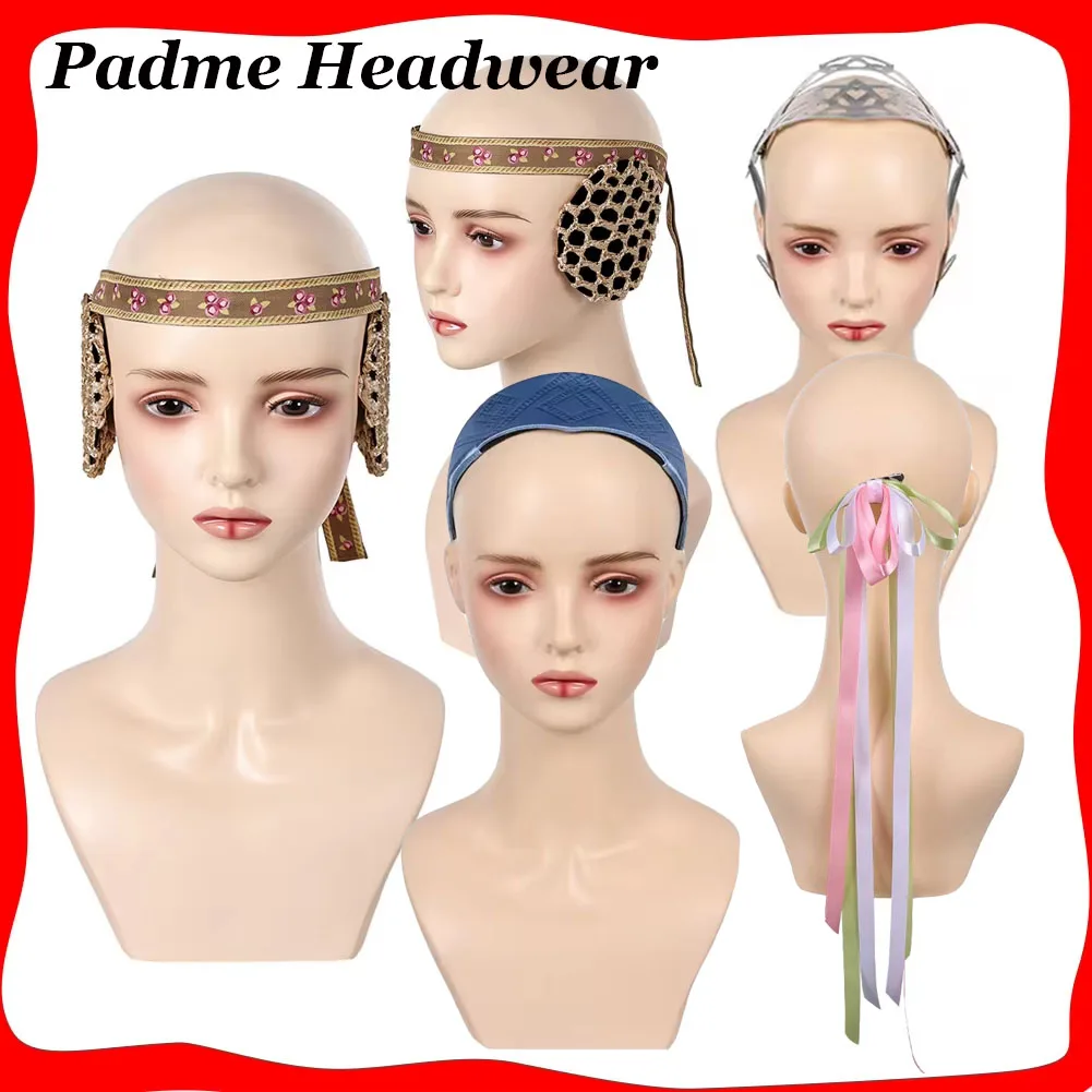 Padme Cos Amidala Cosplay Vrouwen Fantasy Hoofdband Oorbeschermers Film Space Battle Kostuum Accessoires Vermomming Halloween Carnaval