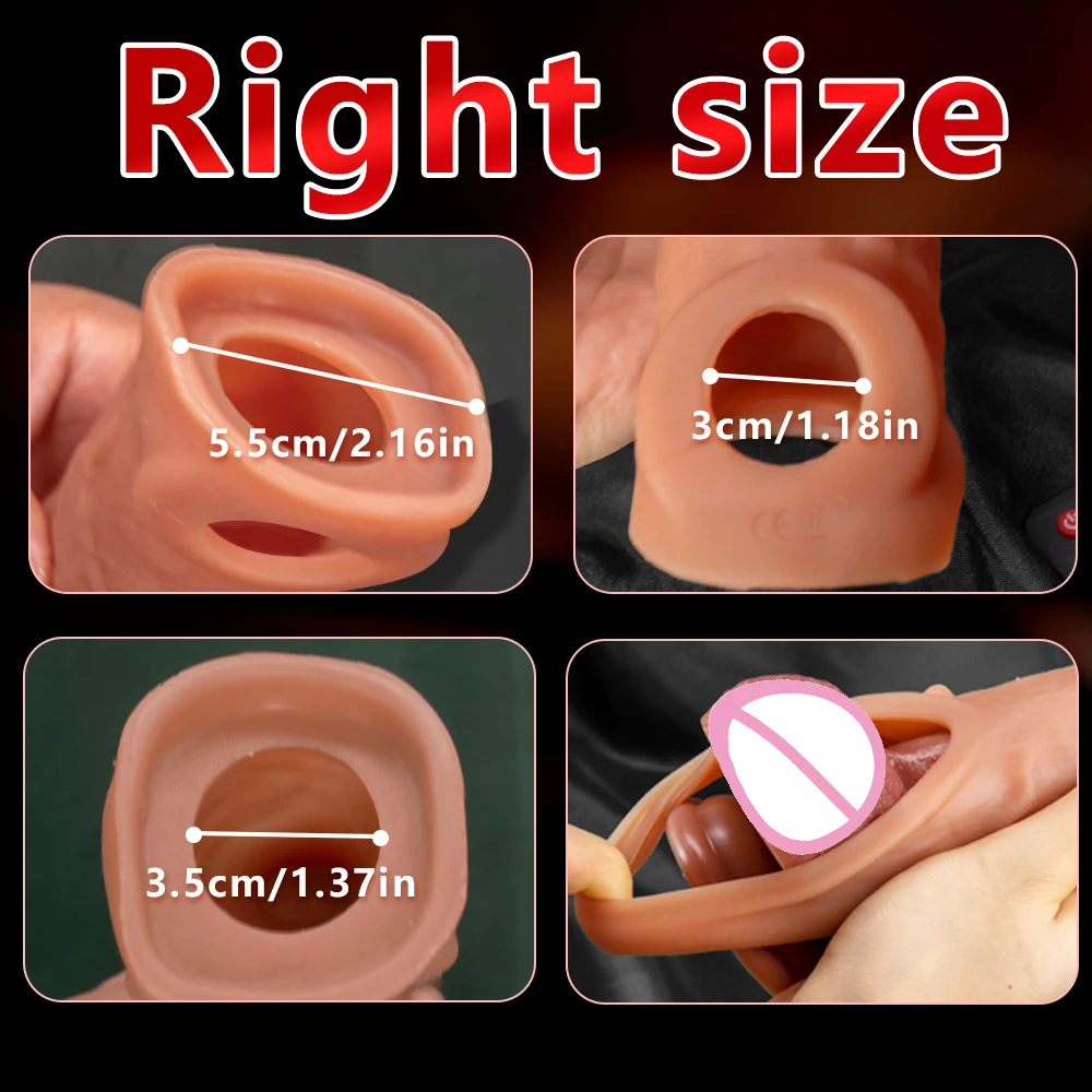 Silicone Penis Dildo Extender Sleeve Vibrator for Men Delay Ejaculation Cock Extension Cover Silicone Sex Toys for Men