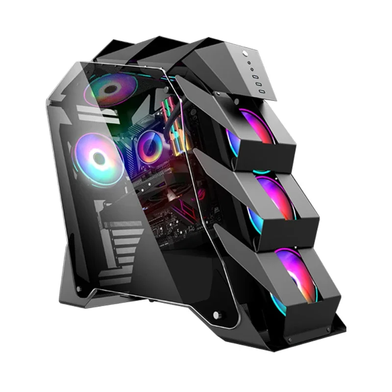 

Special-Shaped Tempered Glass 360 Water-Cooled ATX Large Board Fully Transparent Desktop Concept Large Chassis RGB Lamp EffectCD