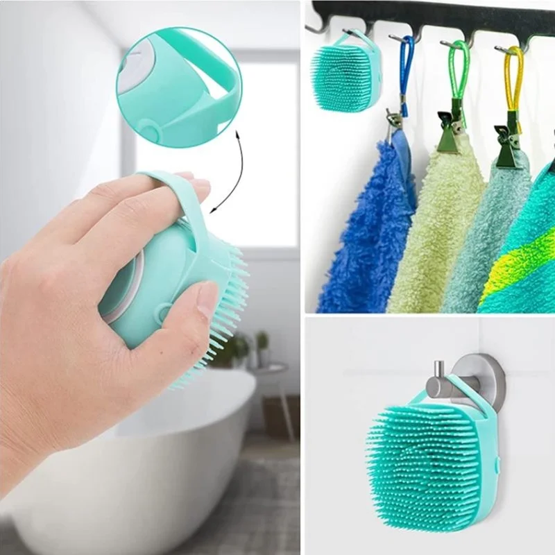 Silicone Brush For Dog and Cat Pet Bathroom Washing Massage Dispenser Grooming Shower Brush Comb