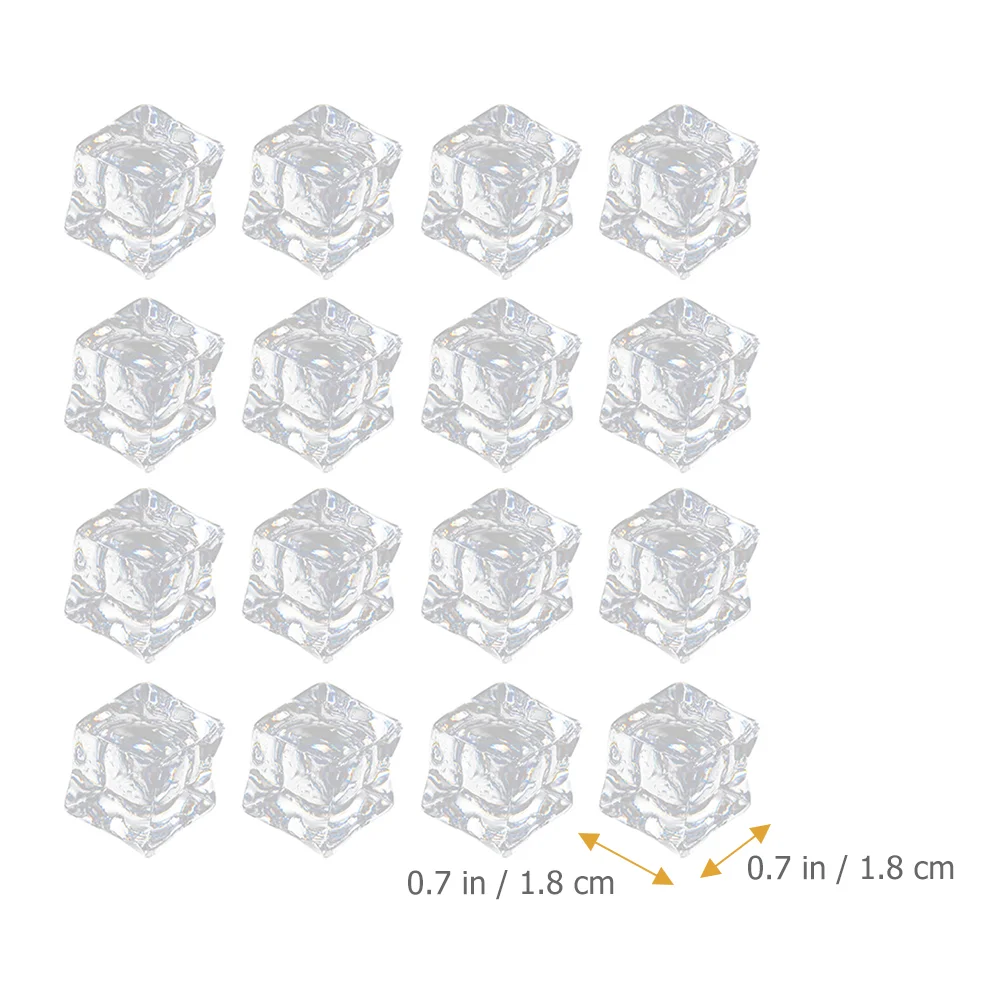 50 Pcs Simulated Ice Cube Decorative Fake Cubes Props Faux Square Photography Acrylic Clear for Decoration