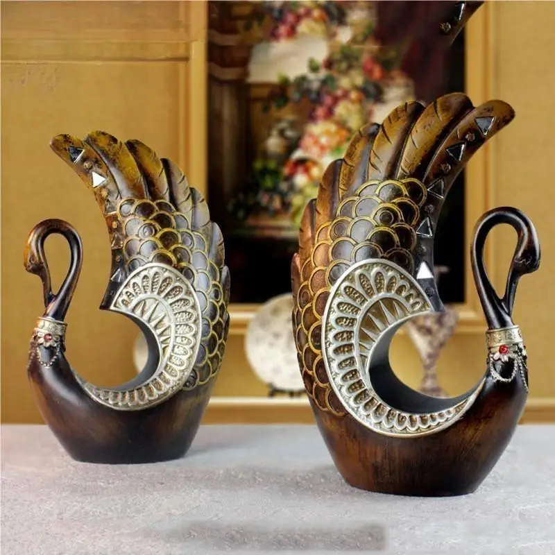 European vintage swan decoration living room desktop bookshelf cafe home desk decoration