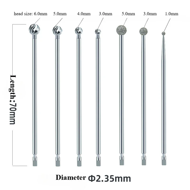 70mm Length Carbide Diamond Bur 1:2 Dental Osteotomy Surgery Straight Handpiece Long Ball Shape Drill Stainless Bone Drill