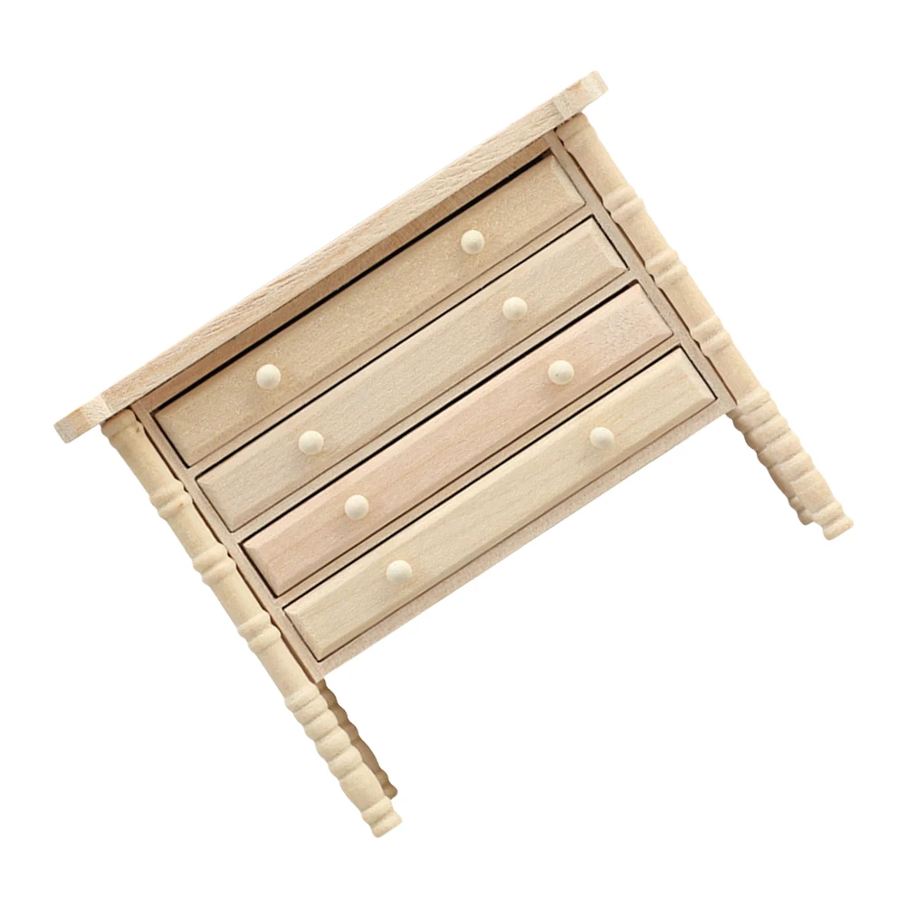 Mini cajonera de madera para almacenamiento, muebles de microescena, adornos, cómoda pequeña DIY, decorativa para casa de muñecas