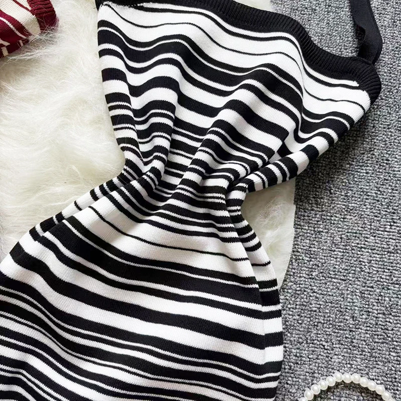 2025 nieuwe zomer streep elastische bodycon band jurk sexy chique vrouwen casual strand zonnejurk slanke potlood vestidos maxi lange jurk