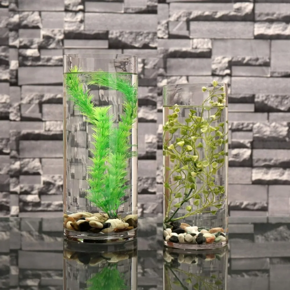 Clear Large Diameter Glass Cylinder Vase, Bulk Floral Container, Wide Planter Terrarium for Home Decor and Garden Use