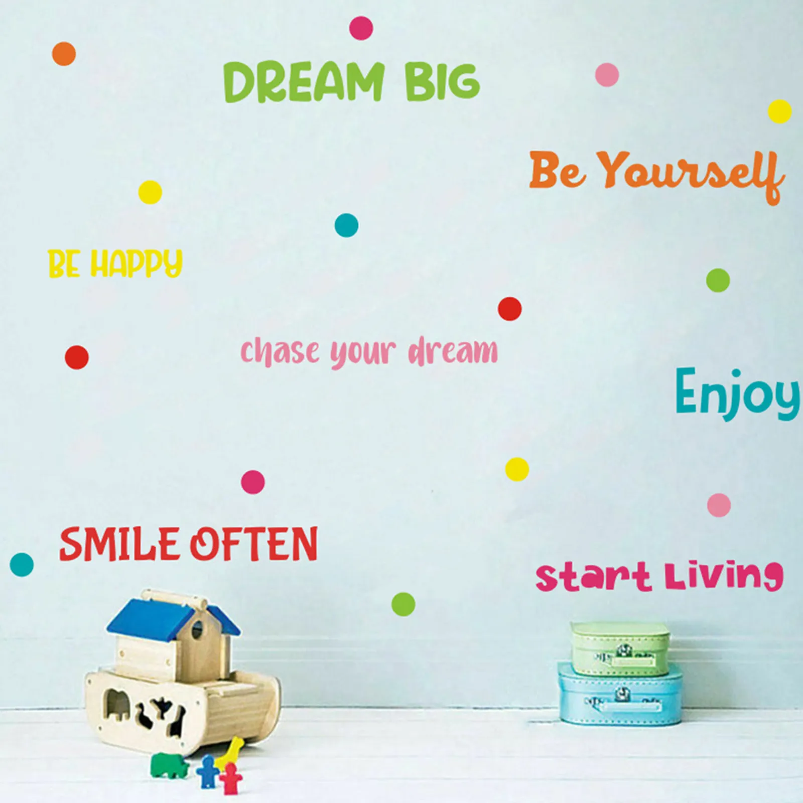 Motivational English Words Wall Stickers Colorful Phrase Beautiful Cartoon Funny Decorative Self-Adhesion Wall Sticker for Home