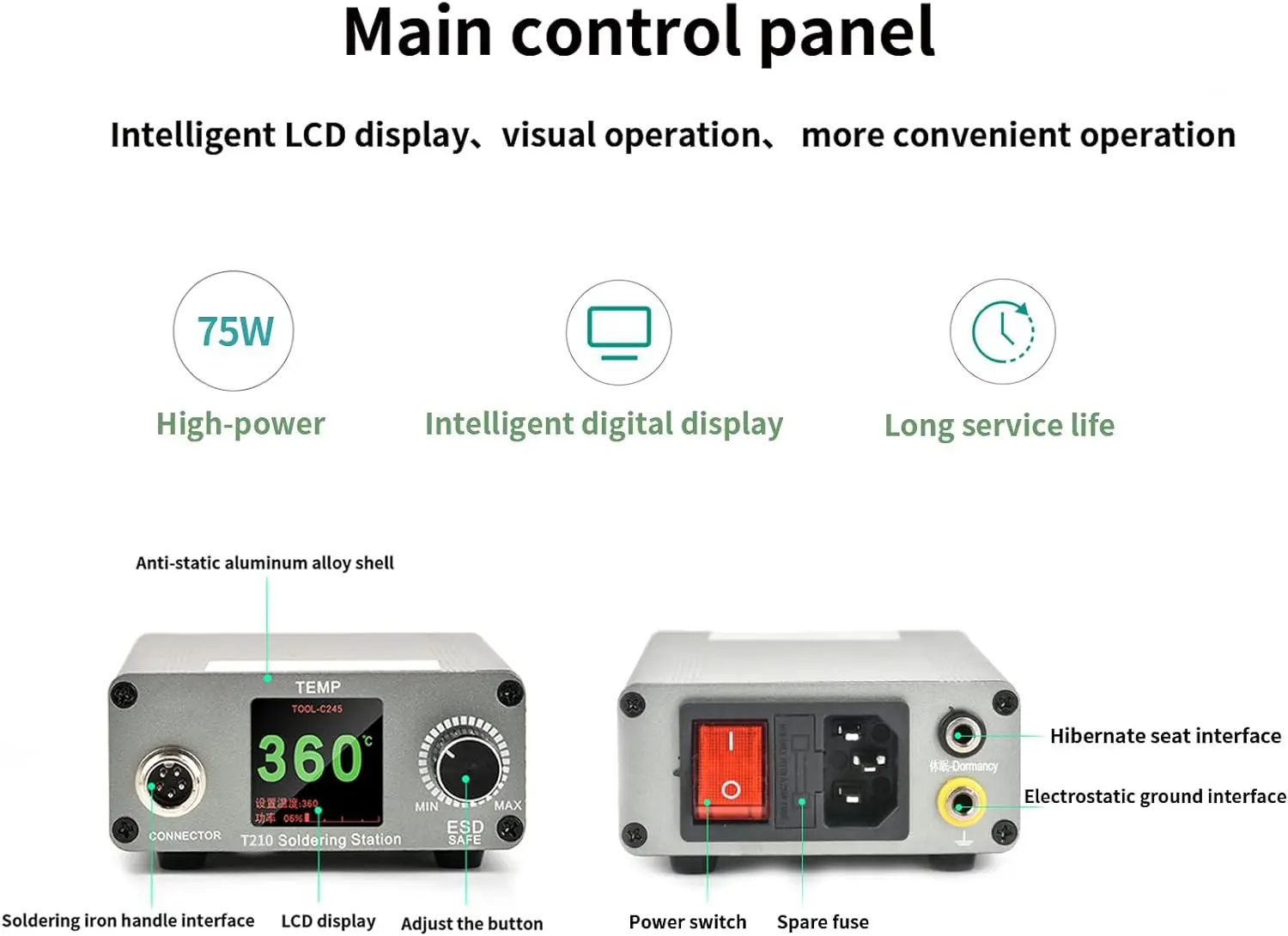 YUANPIN T210 Electronics Soldering Station 75W LED Display Digital JBC Soldering Iron Quick Heating Mobile Phone Repair Tool