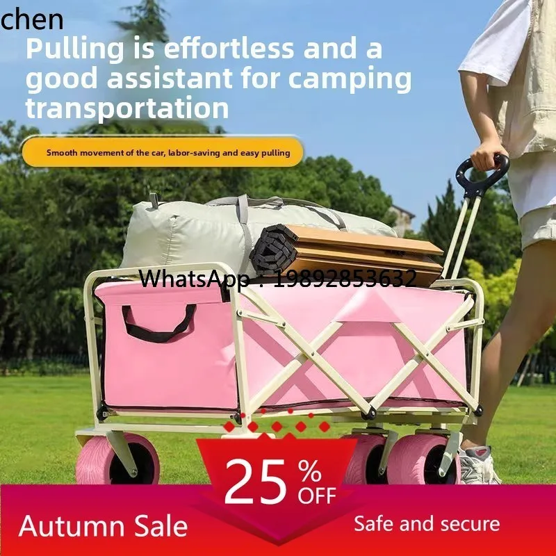 

Camping Cart Camp Cart Folding Handcart Large Travel Dining Camping Trailer Stall Portable