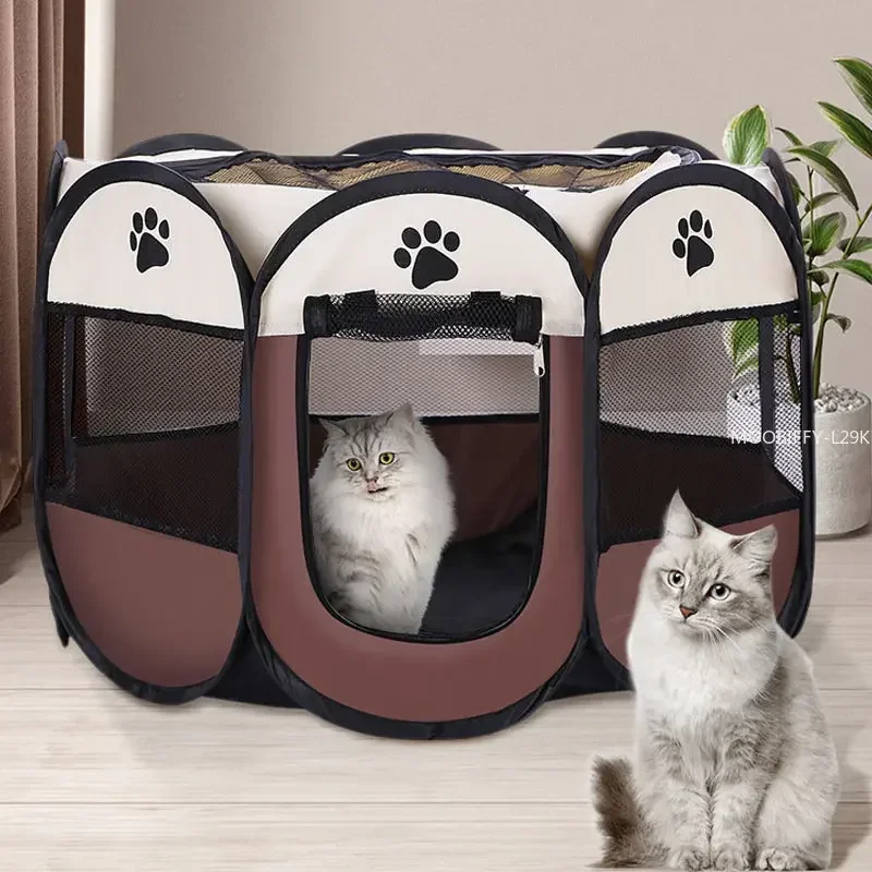 Portable Foldable Pet Cat Dog Tent House Game Safe Guard Playpen Fence Fence Indoor Outdoor Small Medium Animal Cage