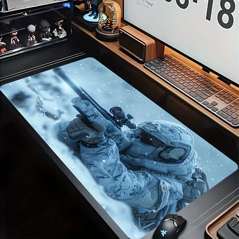 Duża podkładka pod mysz Snowy Special Forces Machine Gun do domowego biura i antypoślizgowa podkładka na biurko E-Sports Akcesoria do gier na biurko