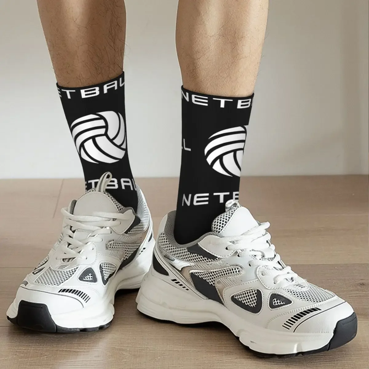 Tessellation Netball Pattern Men's Socks Vintage Harajuku Street Style Novelty Seamless Crew Sock