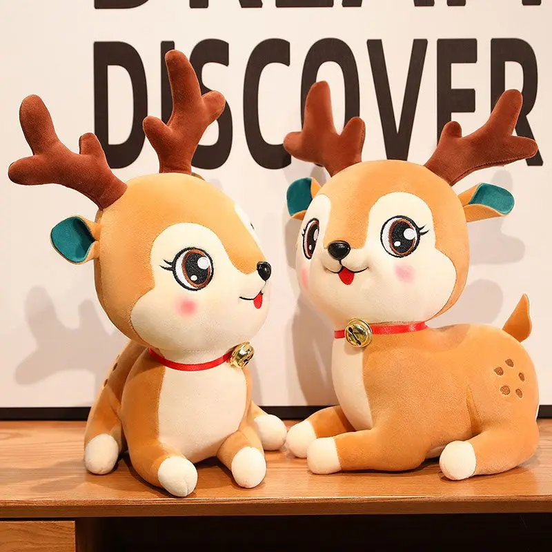 Cute Deer Plush Toys Soft Reindeer Pillow Toys Elk Deer Figurine Dolls Stuffed Animals Plushie Decor Christmas Birthday Gifts