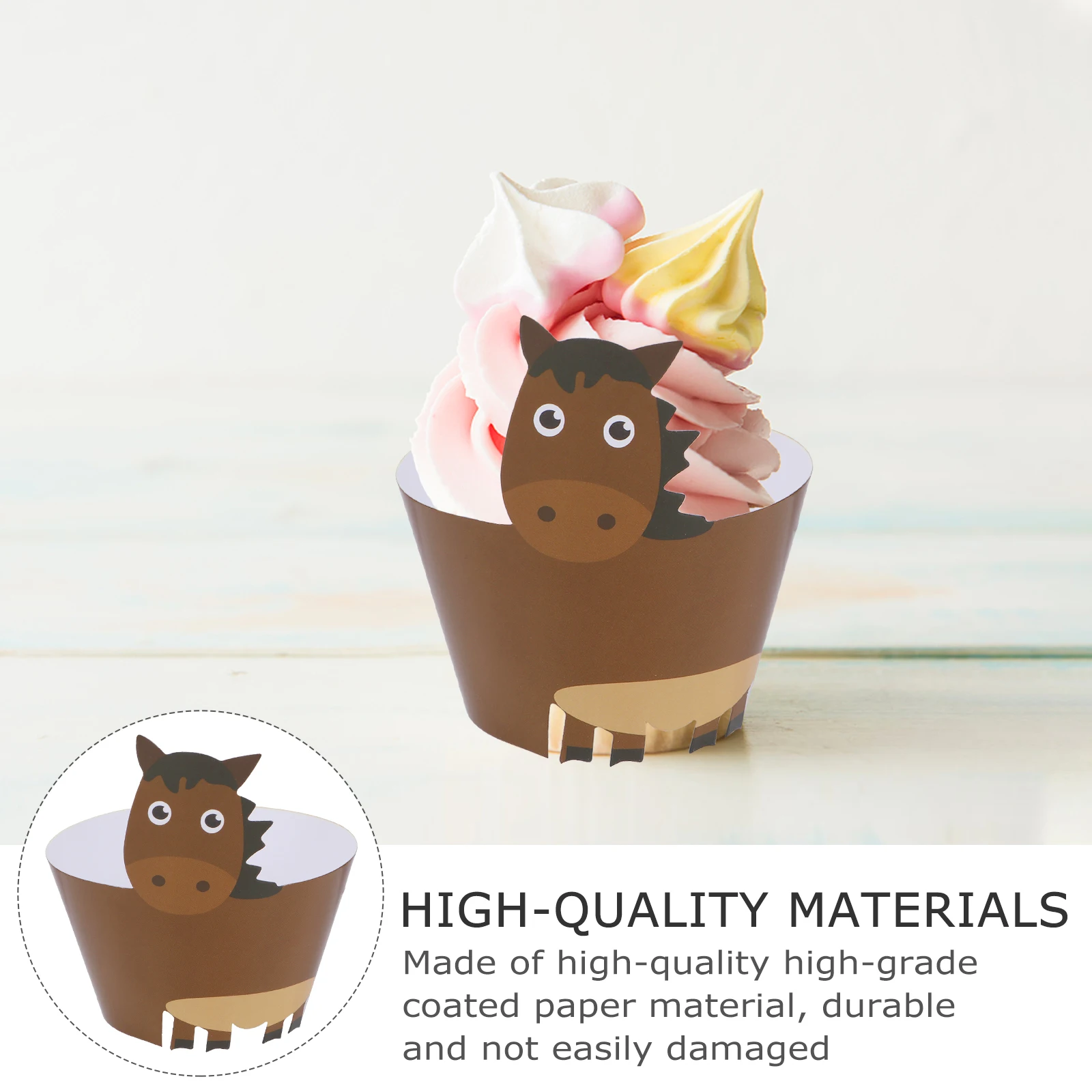 

24 Pcs Cake Edge Decoration Cupcake Wrapper Prop Decal Dining Table High-grade Coated Paper Baby Animal Birthday