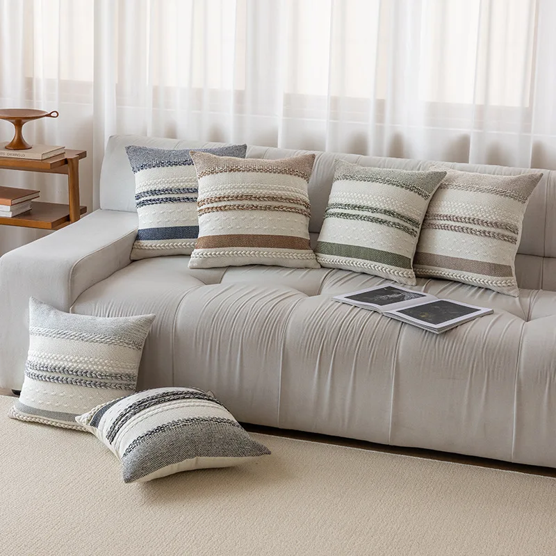 Home Accessories Bohemian Striped Pillow Case Luxury Sofa Cushion Case Tassel Home Decor Throw Pillow Case 45*45 cm