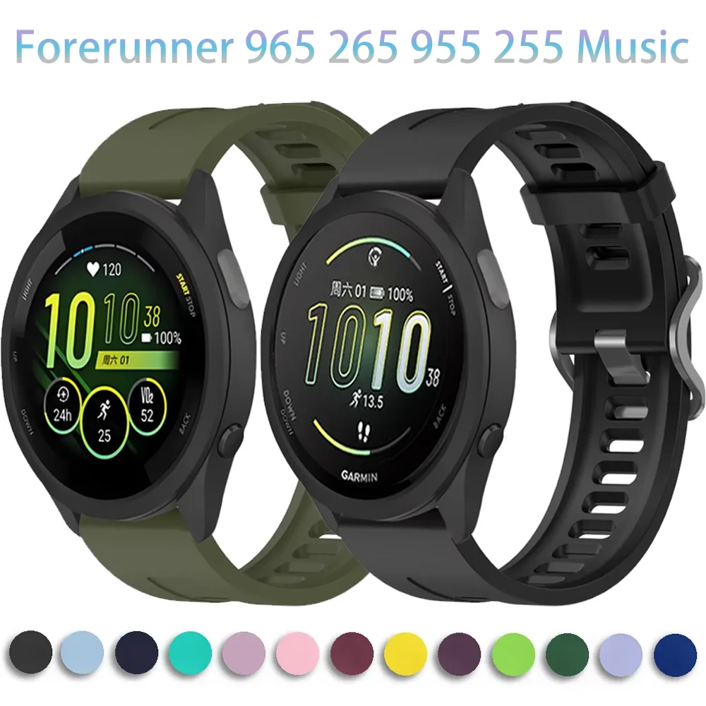 22mm Silicone Straps For Garmin Forerunner 965 265 955 255 Music Sports Bracelet Watchband For Garmin Vivoactive 4 Venu 3 2 Belt