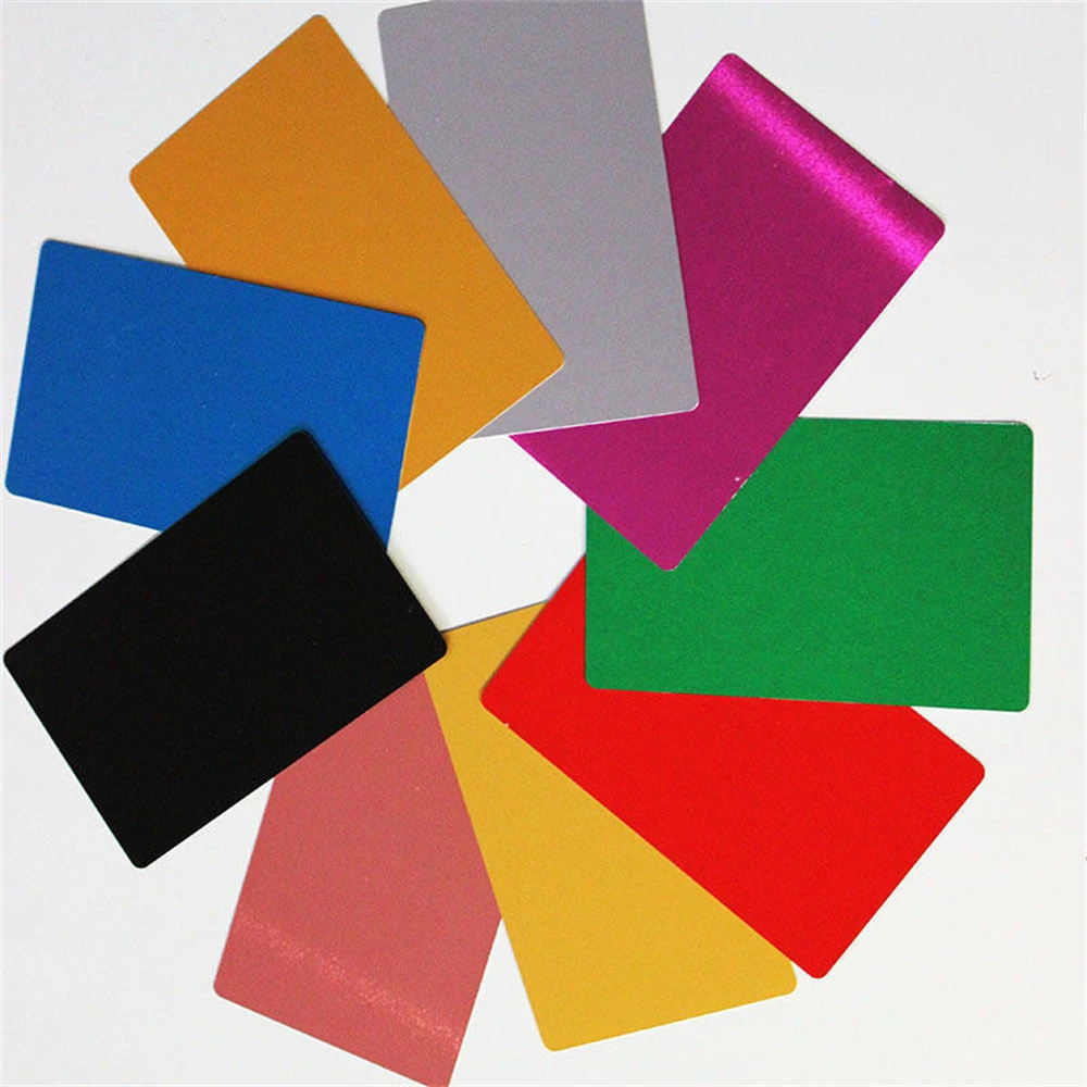 ACMER 50/100PCS/LOT Business Blank Name Cards Multicolor Aluminium Alloy Metal Sheet Testing Material for Laser Marking Machine