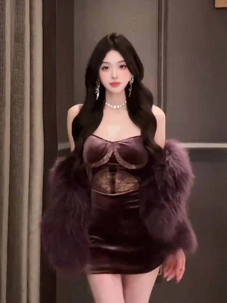 

Вечернее платье XZY из вельвета на бретельках для женщин, больших размеров, в корейском стиле, для офиса и торжественных мероприятий