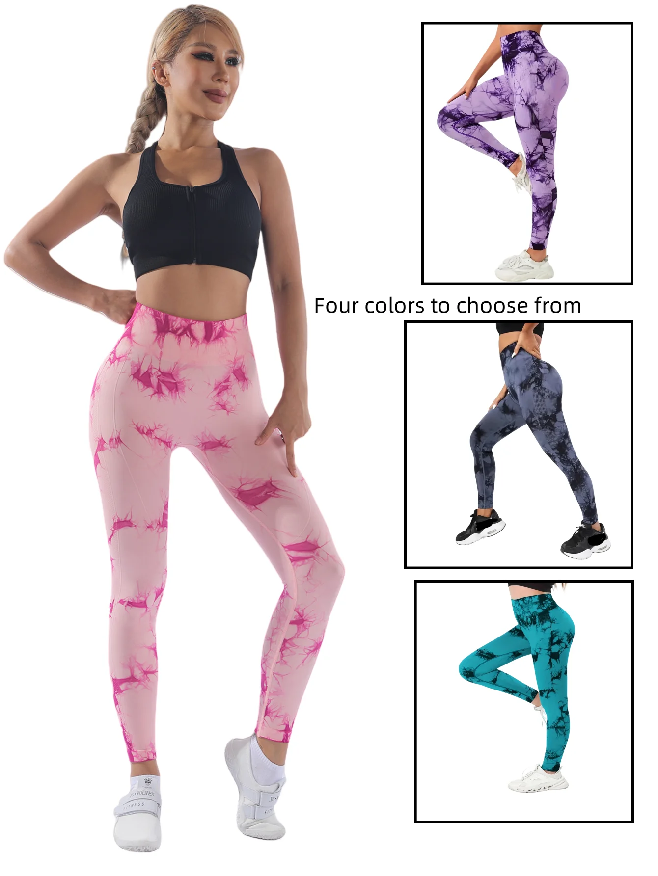 Yoga trousers seamless irregular tie-dyeing technology wide waist slim peach hip sports wear trousers