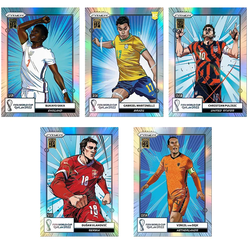 بانيني بريزم 2022 كأس العالم مانغا ليفاندوفسكي جافي FC برشلونة لتقوم بها بنفسك محلية الصنع نجم كرة القدم بطاقة التداول هدية عيد ميلاد مجموعة