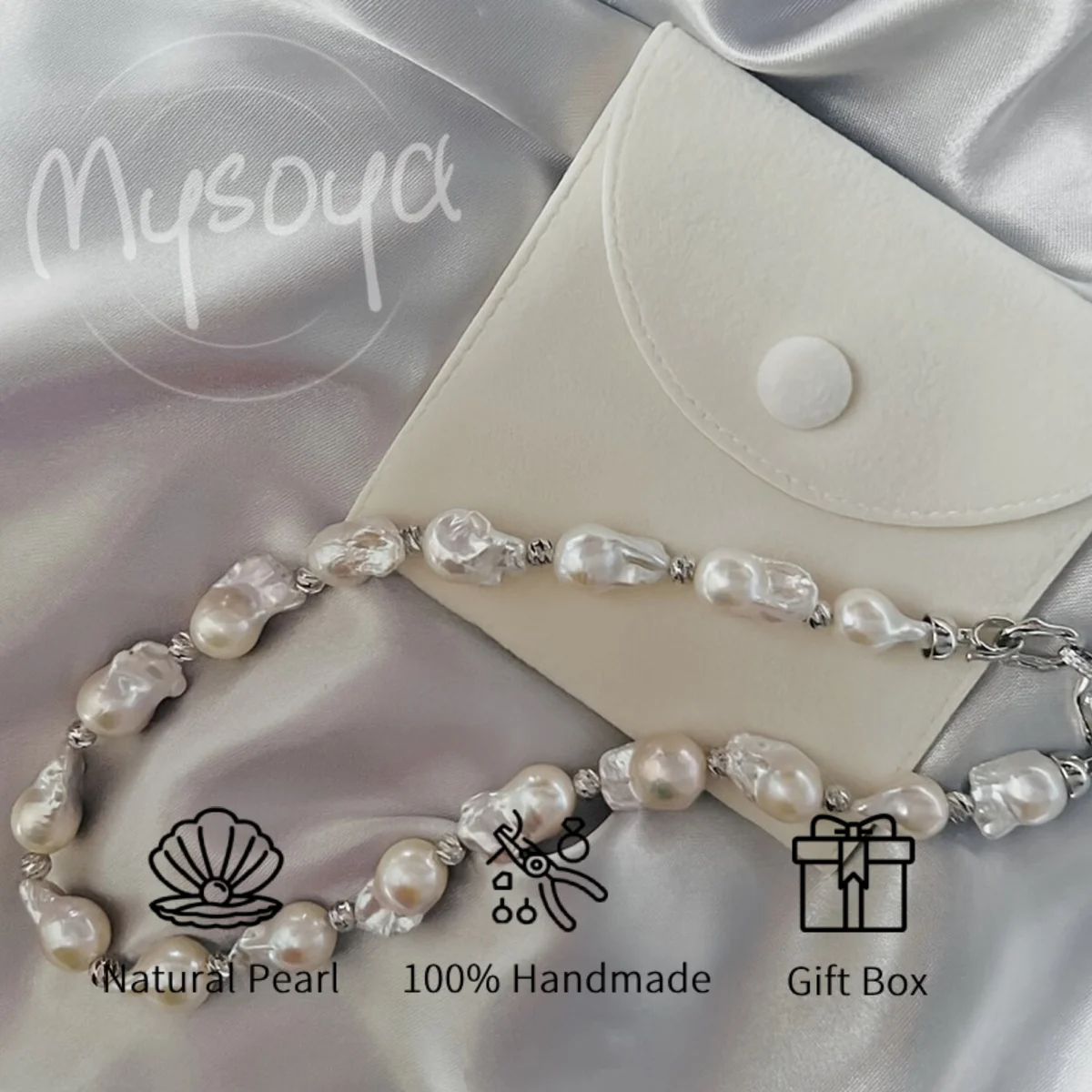 

MYSOYA 14-18 мм белое ожерелье из пресноводного жемчуга в стиле барокко, несколько размеров с подарочной коробкой, идеальный подарок на свадьбу, день рождения, Рождество