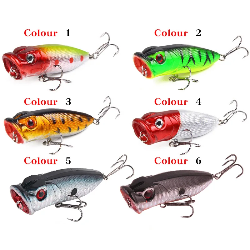 6 Stück 6 Farben (Opp-Beutel)/5 Stück 5 Farben (mit Box) 6,5 cm/10 g Köder schwimmende Angelköder Bleistiftköder Popper Top Wasser künstliche Köder – Detail 6