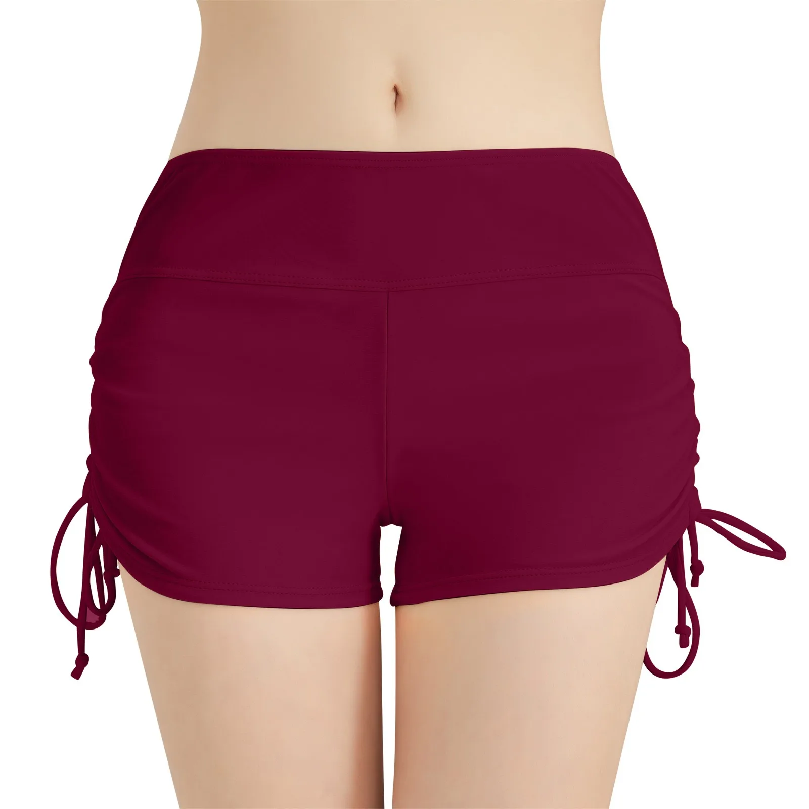 Dames badpak slipje badmode strandshorts hoge taille zijkanten verstelbaar trekkoord stretch sportbadpak tankini bodems - afbeelding 1