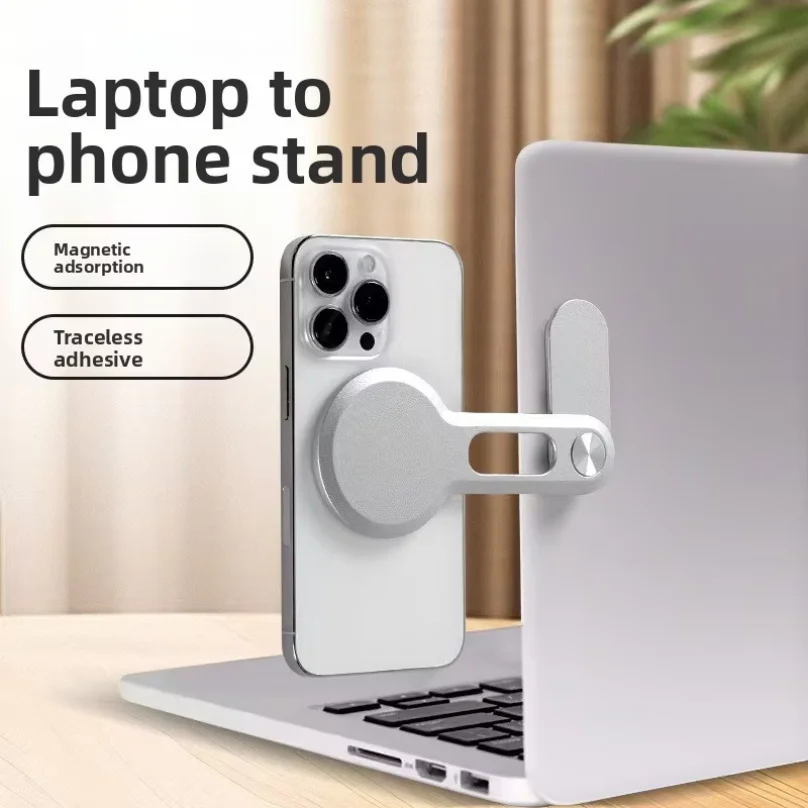Magnetic Laptop Phone Holder Computer Monitor Side Cell Phone Foldable Display Expansion Phone Stand for Xiaomi iPhone Samsung
