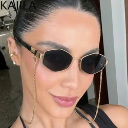 Sexy Small Frame Hexagon Sunglasses Women With Chain 2026 Luxury Brand Designer Punk Sun Glasses For Ladies Shades Gafas De Sol