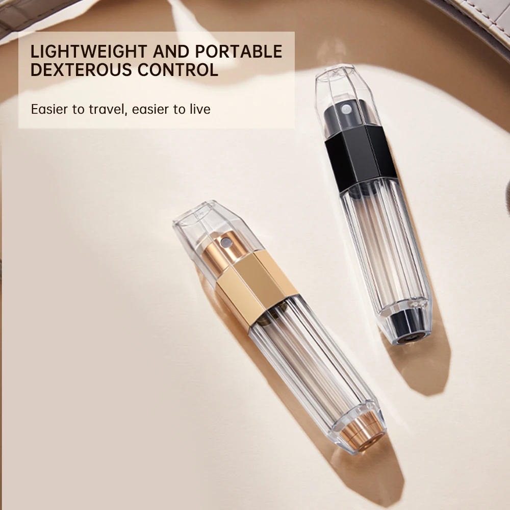Octagonal Transparent Perfume Spray Bottle 5ml, Refillable Travel Atomizer, Mini Portable Bottle
