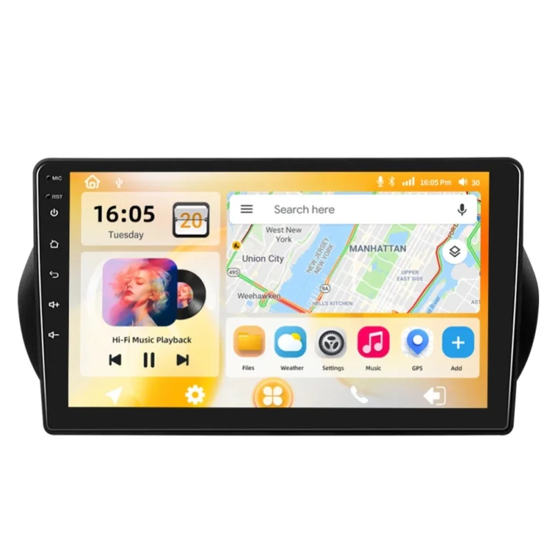 Podofo 8-Kern Carplay 2Din Android Autoradio für Citroen Nemo Peugeot Bipper Fiat Fiorino Qubo 2008-2017 GPS 4G WLAN FM RDS BT
