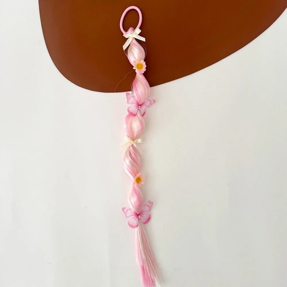 Colorful Braided Hair Ponytail Braided Ponytail Extension Hair Extensions Elastic Band Synthetic Hair Ponytail