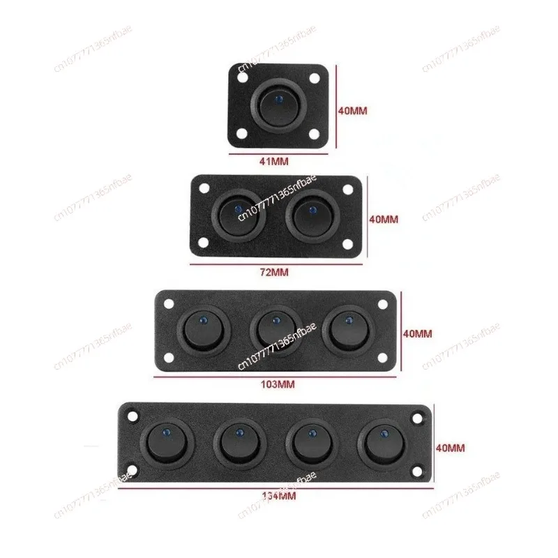 5-Way Round Rocker Switch Panel with USB Voltmeter & Cigarette Lighter Socket, 12V/24V Waterproof for Car Truck Marine DIY