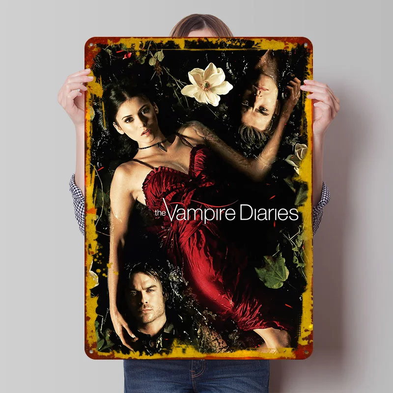 Vampire Diaries Printed Poster Customized Wall Art Retro Vintage Metal Tin Signs for Wand Deko Decoration At Home Man Cave Decor