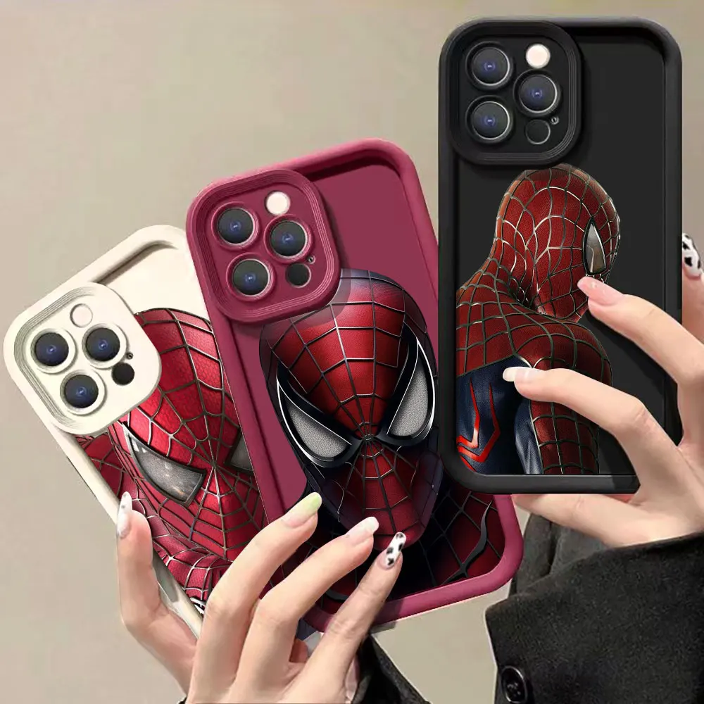 

Marvel The Avengers Heros Spider-Man Phone Case For iPhone 15 14 13 12 11 Pro Max 8 7 Plus X XS SE XSMax Liquid Eye Ladder Cover