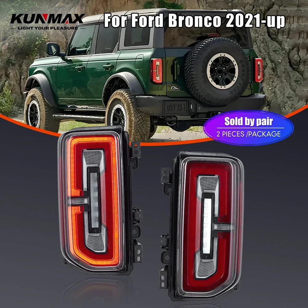 Pair Of LED Tail Lights For Ford Bronco Headlight 21-up Reverse Brake Turning Signal Plug And Play Car Rear Tail Light Assembly