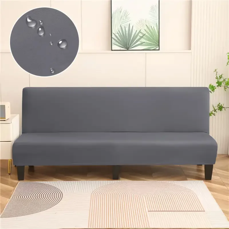 1PC Solid Color Sofa Bed Cover Elastic Armless Sofa Covers for Living Room Stretch Removable Slipcovers Folding Settee Case