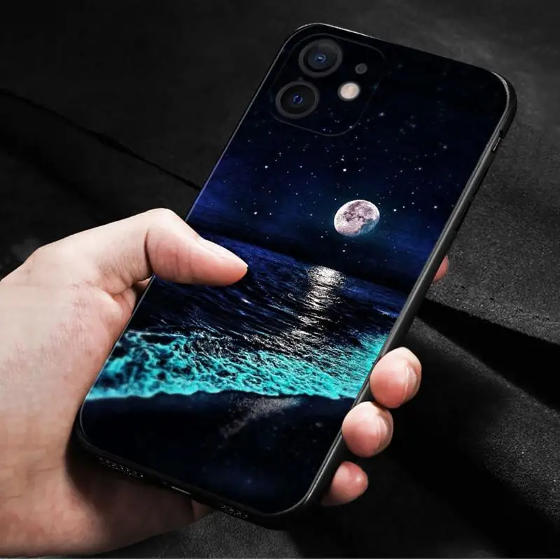 Phone Case For Apple iPhone 15 14 13 12 11 Pro Max 13 12 Mini XS Max XR X 7 8 Plus Romantic Scenery Of Seaside Beach At Night