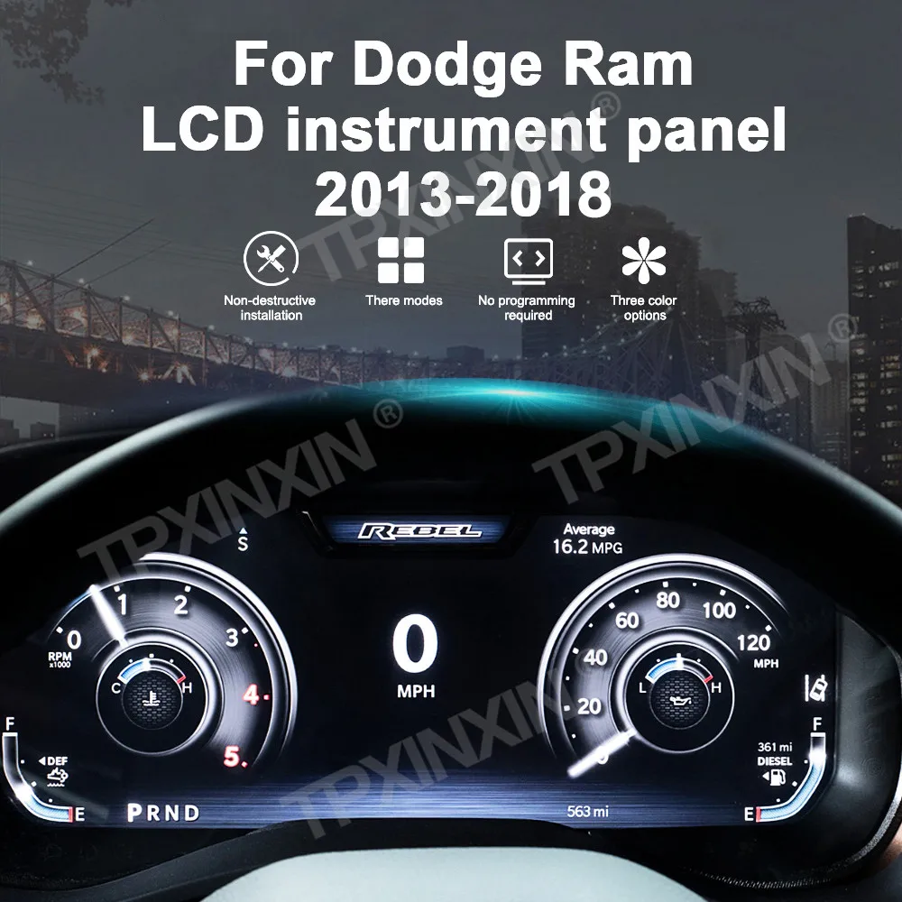 مجموعة رقمية للسيارة لدودج رام 2013-2019 لوحة القيادة LCD لوحة العدادات عداد السرعة قمرة القيادة الافتراضية وحدة رأس الشاشة