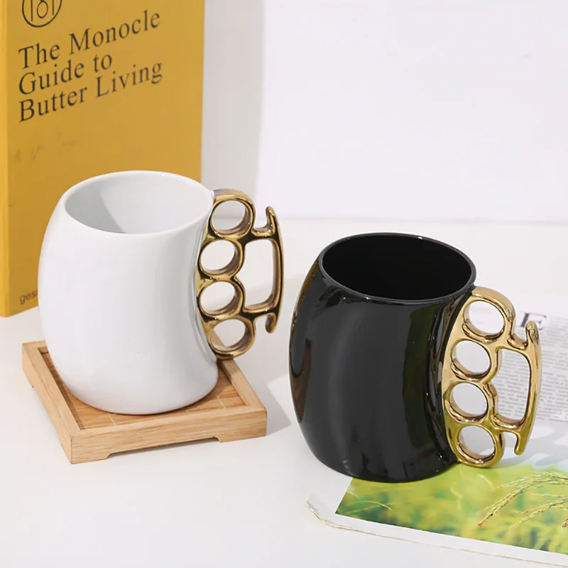 Creative Knuckle Brass Coffee Cups 400ml Unusual Funny Ceramic Porcelain Milk Mug Cool  Curved Cup Personalized Gifts for Friend