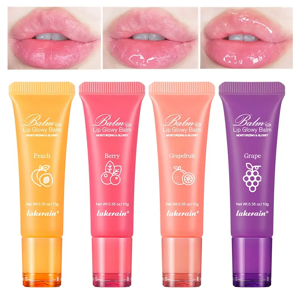 Moisturizing Lip Glow Blam Liquid Lip Gel Mask Reduce Lip Line Remove Dead Skin Peach Grape Gloss  Care Product 10g