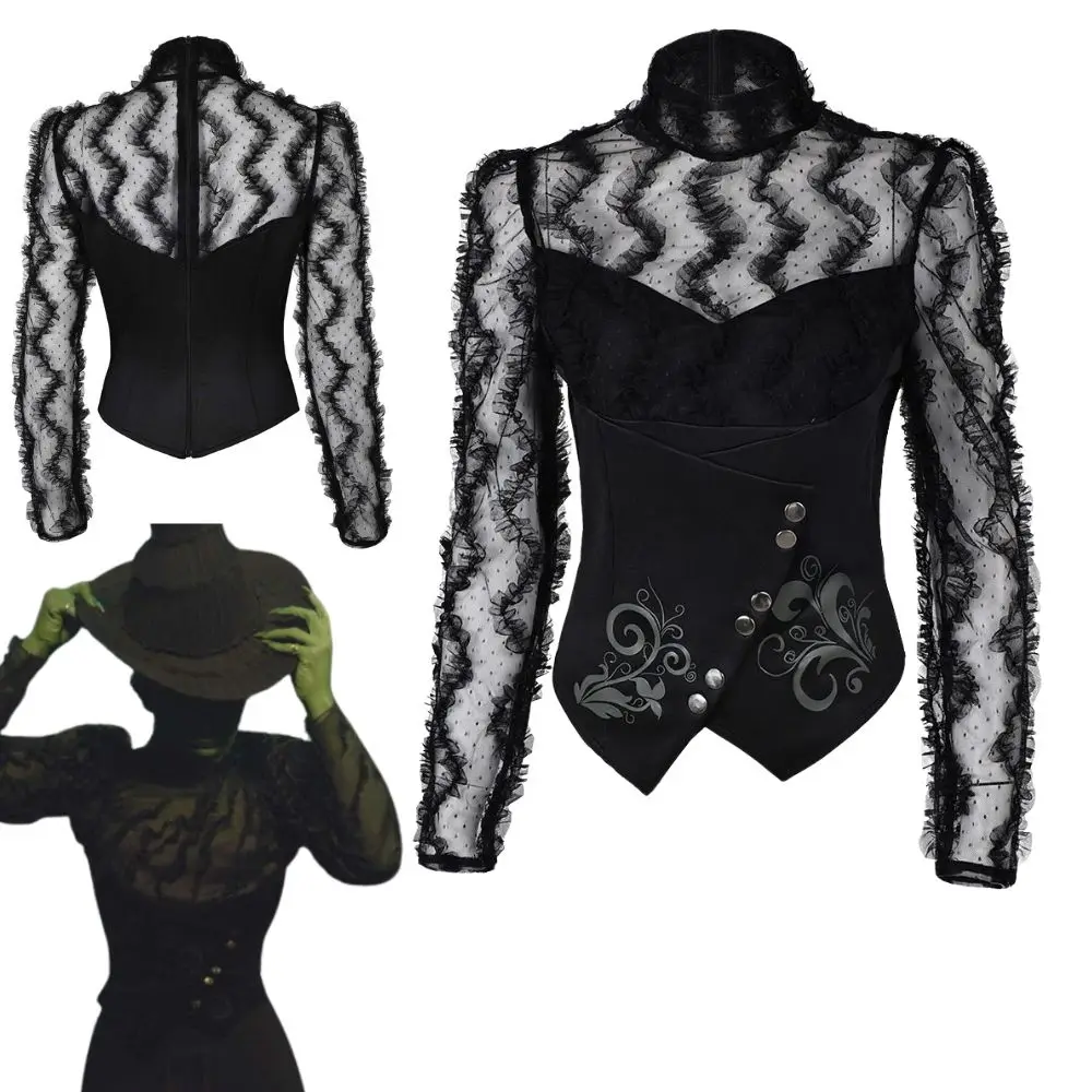 

Fantasia Wicked Elphaba Cosplay Women Costume Disguise for Woman Tops Corset Hat Female Outfits Halloween Carnival Party Clothes