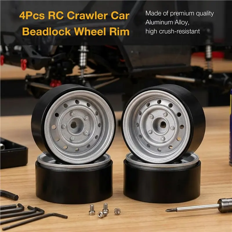 MACH-4Pcs/Set RC Crawler Retro Alloy 12 Small Holes 1.9 Inch Beadlock Wheel Rim For 1/10 RC Crawler Accessories