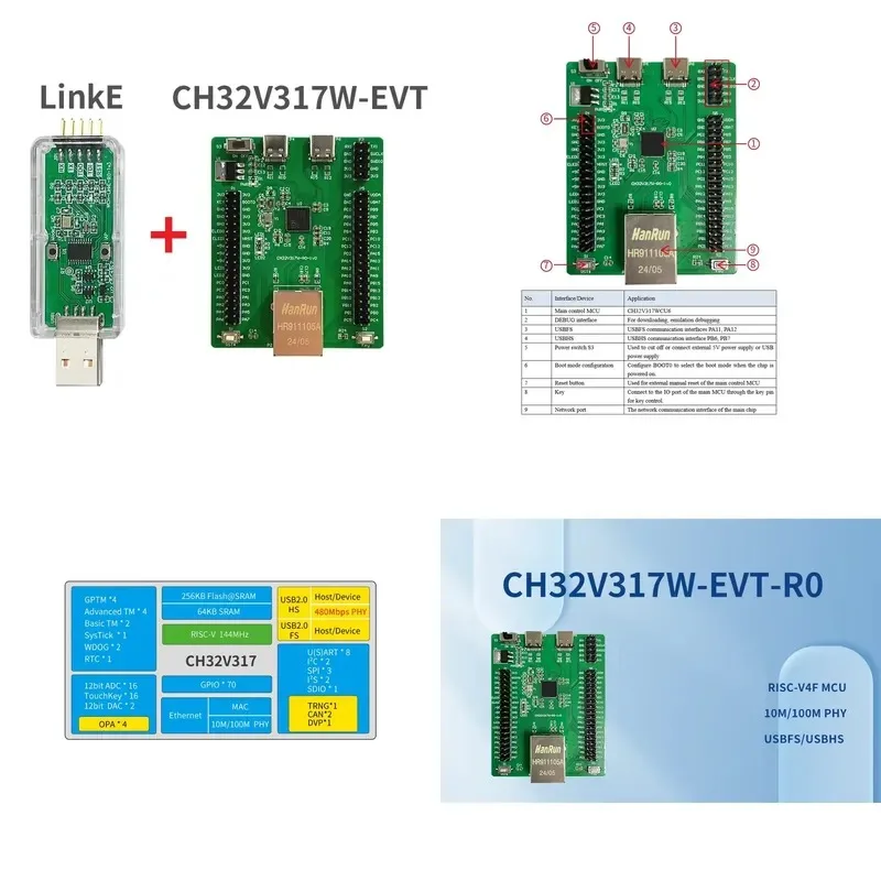 CH32V317 Development Board CH32V317WCU6 RISC-V4F MCU Evaluation Board