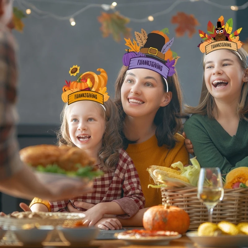 Diadema para fiesta de Acción de Gracias feliz, accesorios para fiesta de aro de calabaza para niños y adultos, 6 uds.