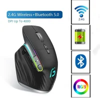 JOMAA-ratón inalámbrico para juegos de ordenador, Mouse negro de 2,4G con Bluetooth, RGB, recargable, diseño ergonómico, para oficina