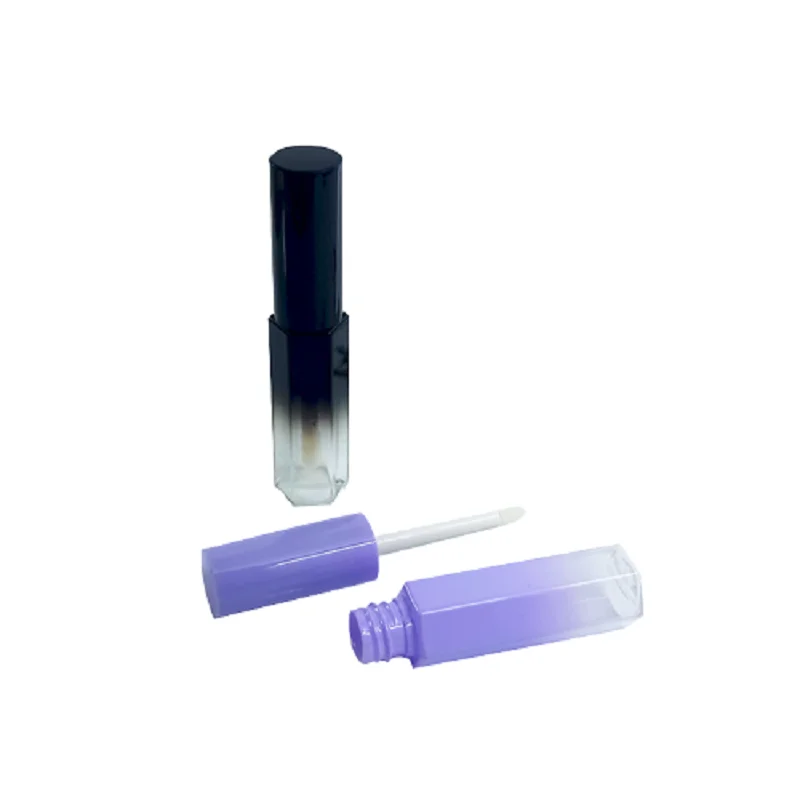 Hexagon Shape Lip Gloss Tubes Gradient Purple Black Lip Glaze Bottle Private Label Women 10ml 50pcs Cosmetic Lipgloss Containers