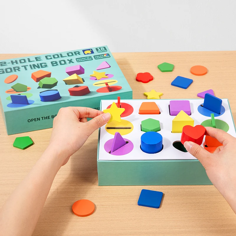Brinquedos de madeira montessori para crianças, formato de madeira, classificador de cores, brinquedo educacional para bebês, presentes pré-escolares