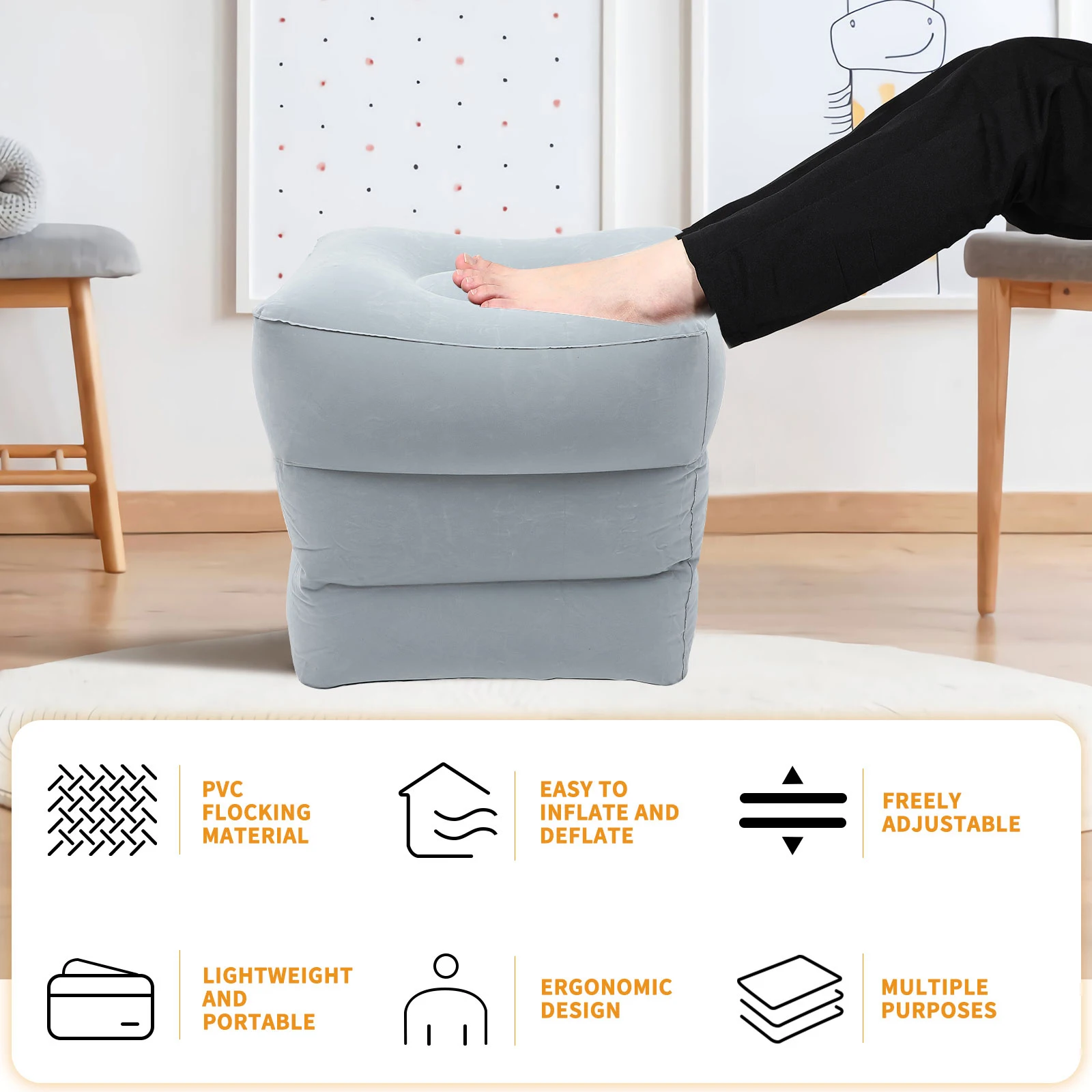 

1 set 1 Set Inflatable Foot Rest Pillow Airplane Travel Essentials Leg Rest For Car Comfortable Foldable Lightweight